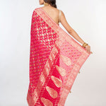 Pink Bandhani Khaddi Georgette Banarasi Saree - Anvi Couture