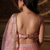 Pink Bridal Lehenga Set  With Heavy Embroidered Work back