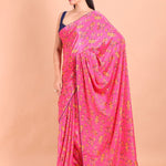 Pink Crepe Silk Floral Printed Saree - Anvi Couture