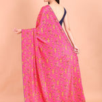 Pink Crepe Silk Floral Printed Saree - Anvi Couture