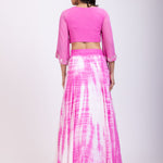 Pink Crop Top Lehenga Set With Hand Embroidered work Back
