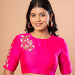Pink Designer Blouse With Hand Embroidered Work - Anvi Couture