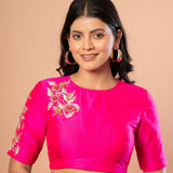 Pink Designer Blouse With Hand Embroidered Work - Anvi Couture