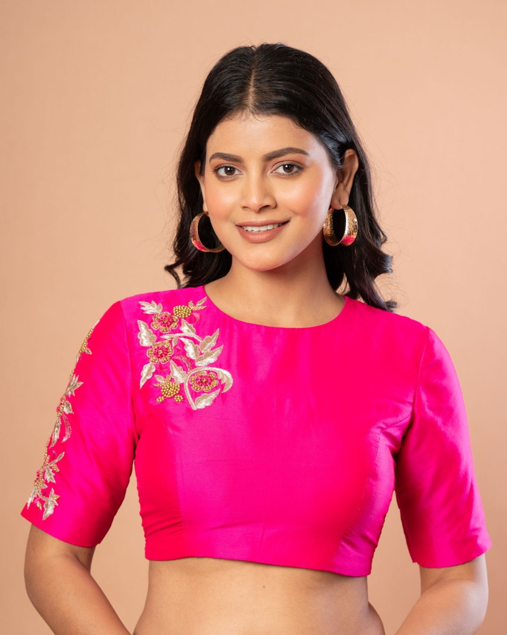 Pink Designer Blouse With Hand Embroidered Work - Anvi Couture