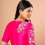 Pink Designer Blouse With Hand Embroidered Work - Anvi Couture