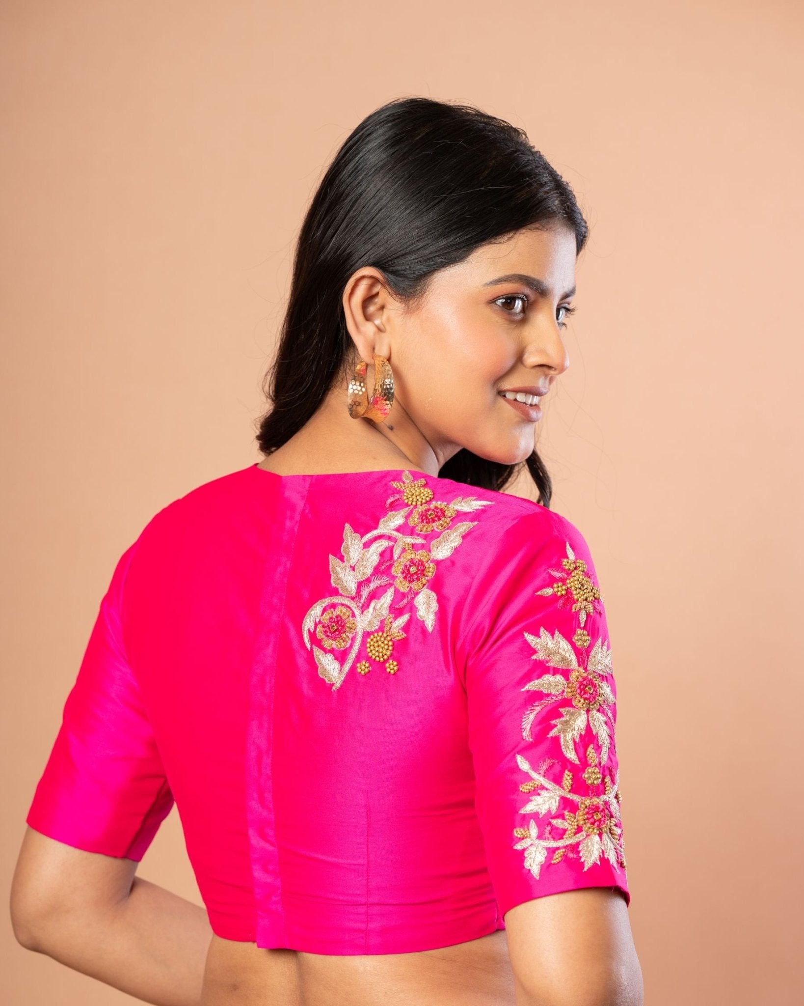 Pink Designer Blouse With Hand Embroidered Work - Anvi Couture