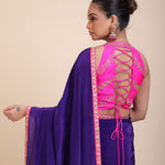Pink Embroidered Raw Silk Sleeveless Blouse Back
