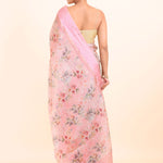Pink Floral Printed Kota Silk Saree back
