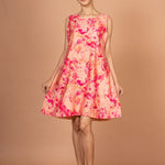 Pink Floral Sleeveless Mini Dresses Full

