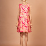 Pink Floral Sleeveless Mini Dresses Front

