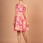 Pink Floral Sleeveless Mini Dresses Side

