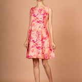 Pink Floral Sleeveless Mini Dresses Side

