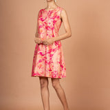 Pink Floral Sleeveless Mini Dresses Another Side

