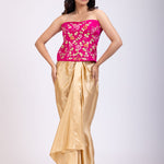 Pink Hand Embroidered Corset with Drape Skirt full