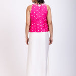 Pink Hand Embroidered Crop Top Drape Skirt Set back