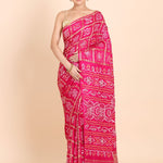 Pink Hand Embroidered Gharchola Saree - Anvi Couture