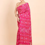 Pink Hand Embroidered Gharchola Saree - Anvi Couture