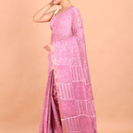 Pink Handloom Printed Silk Saree side 