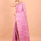 Pink Handloom Printed Silk Saree side 