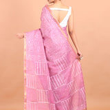 Pink Handloom Printed Silk Saree back