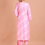 Pink Leheria Kurti Set with Gota Patti Embroidered - Anvi Couture