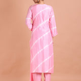 Pink Leheria Kurti Set with Gota Patti Embroidered - Anvi Couture