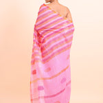 Pink Linen Handloom Saree - Anvi Couture