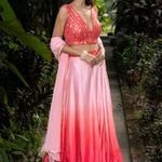 Pink Ombre Designer Lehenga Set with Embroidered Sequin Top - Anvi Couture