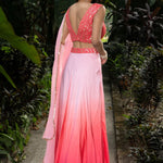 Pink Ombre Designer Lehenga Set with Embroidered Sequin Top - Anvi Couture