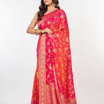 Pink Orange khaddi Georgette Bandhani Saree - Anvi Couture