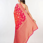 Pink Orange khaddi Georgette Bandhani Saree - Anvi Couture