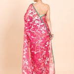 Pink Organza Jamdani Saree With all Over Jaal Work Back