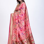 Pink Paithani Saree with Multi color floral Weaving Back
