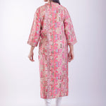 Pink Printed Silk A-Line Kurta - Anvi Couture