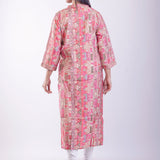 Pink Printed Silk A-Line Kurta - Anvi Couture