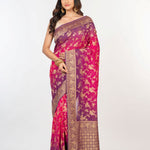 Pink Purple khaddi Georgette Bandhani Saree - Anvi Couture