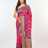 Pink Purple khaddi Georgette Bandhani Saree - Anvi Couture