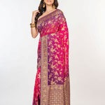 Pink Purple khaddi Georgette Bandhani Saree - Anvi Couture