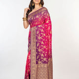Pink Purple khaddi Georgette Bandhani Saree - Anvi Couture