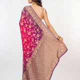 Pink Purple khaddi Georgette Bandhani Saree - Anvi Couture