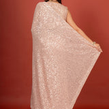 Pink Sequin Party Wear Saree Back
