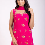 Pink Sharara Set With Floral Hand Embroidered Work close up