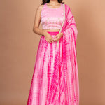 Pink Shibori Lehenga with Hand Embroidered work Full
