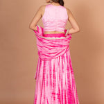 Pink Shibori Lehenga with Hand Embroidered work Back
