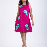 Pink Short Dress With Embroidered Work Front
