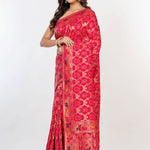 Pink Silk Banarasi Shikargah Handloom Saree - Anvi Couture