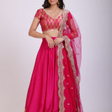 Pink Silk Lehenga Set with Brocade Top full
