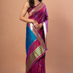 PInk Silk Saree With Golden Border - Anvi Couture