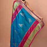 PInk Silk Saree With Golden Border - Anvi Couture