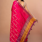 Pink Silk Saree with Multi Color Woven Border - Anvi Couture